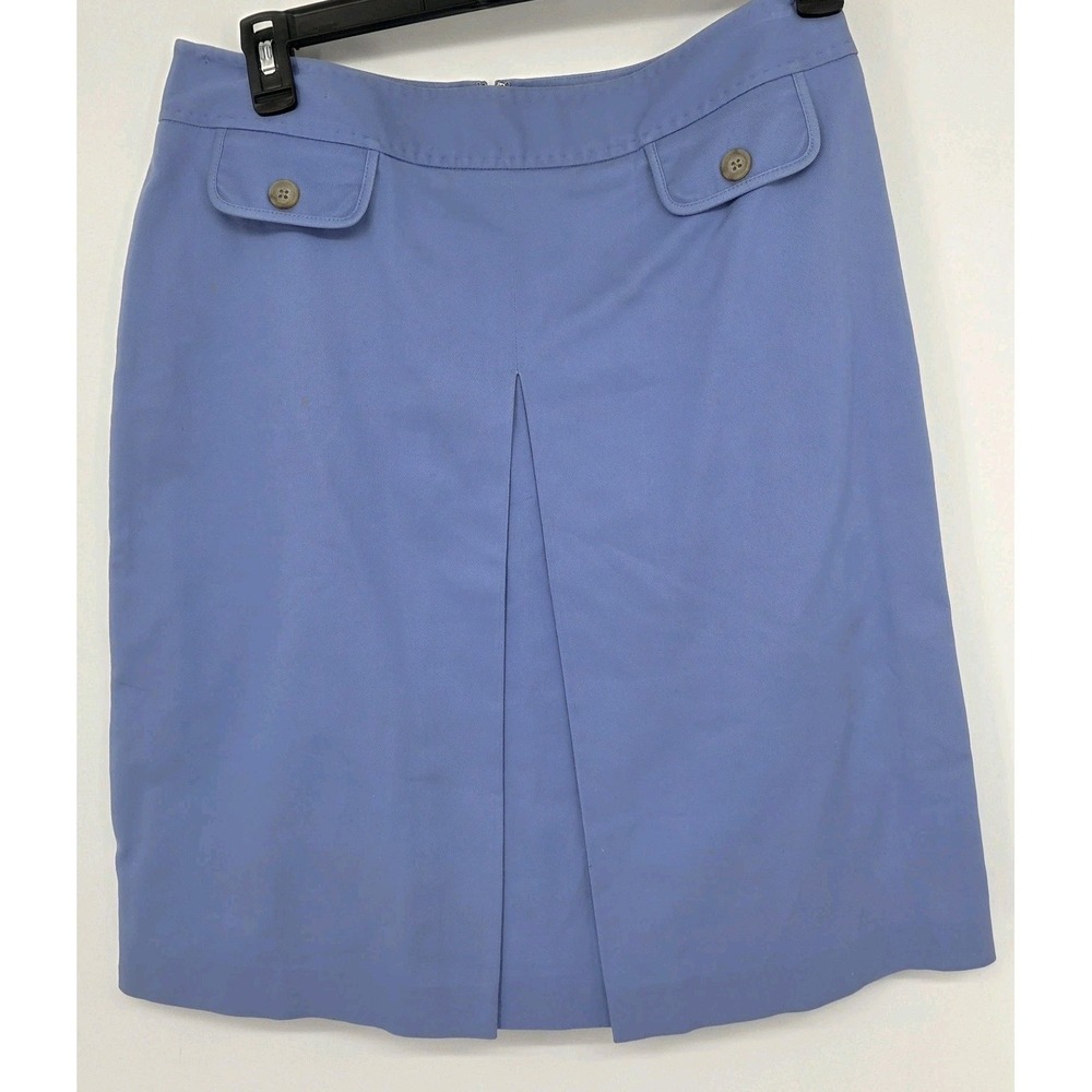 346 Brooks Brother Kick Pleat Skirt 10 Blue A-line Midi Skirt